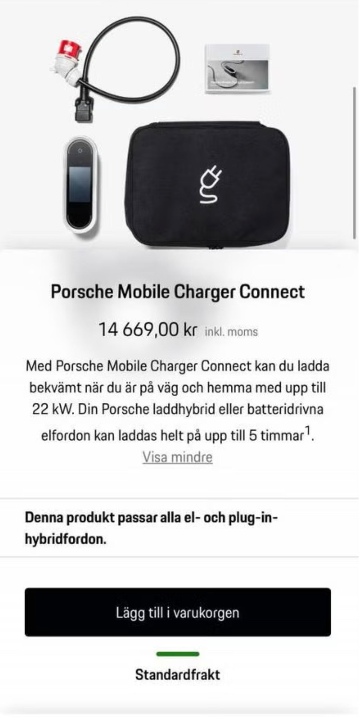 Porsche Mobile Charger Connect + Väggfäste - NYTT - *MOMS*